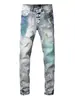 Jeans de mezclilla estilo americano con lavado de salpicaduras para hombre, corte slim, modernos, vintage, desgastados, de pierna recta, marca de moda, calle, versátiles