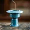 Quemador de Incienso Alto Azul Pavo Real Cerámica Estética Estilo Sino Portainciensos Adorno de Incienso para el Hogar Ambiente de Alta Gama Interior Soporte de Incienso