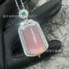 Pingente de Calcedônia Rosa Natural Banhado a Prata, Fecho de Segurança de Ágata Rosa, Pingente de Jade Cabacinha, Suprimento Vivo