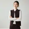 Chaleco de Punto Cachemir con Cuello Medio Alto para Mujer 2026 Otoño/Invierno Nuevo Diseño Simple Chaleco Suéter con Cremallera