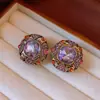 Pendientes Cuadrados de Diamante con Montura de Plata Vintage de Segunda Mano Estilo Palacio Retro Pendientes Exquisitos Lujo Accesible Pendientes de Gama Alta