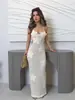 Vestido largo de punto ajustado estilo cola de pez con estampado floral tridimensional, espalda descubierta, cordones y calados, para vacaciones en la playa Y2K, ropa de mujer de comercio exterior