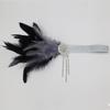 Lowosaiwor diadema de plumas de los años 20 tocado de plumas negras gatsby borla de diamantes banda elástica para el cabello
