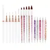 Set de 15 Pinceles para Nail Art Transfronterizo con Mangos de Plástico, Set Completo para Principiantes, Incluye Pinceles para Dibujo de Líneas en Uñas, Pintura, Tallado, Fototerapia y Puntos con Pedrería