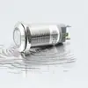Interruptor Pulsador Metálico Circular de Restablecimiento Automático 16mm Luz Led Interruptor Metálico Resistente al Agua Cabeza Plana 12-24V