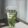 Taza de vidrio de borosilicato alto para té verde, taza con forma de pétalo, resistente al calor, adecuada para uso doméstico, para beber agua y preparar té, taza de té de vidrio de alto valor estético