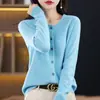 Cárdigan de Punto con Cuello Redondo para Mujer, Chaqueta de Punto con Patrón de Osmanthus para Mujer, Cárdigan Suelto de Punto para Otoño Transfronterizo, Camiseta Base de Punto de Manga Larga para Mujer