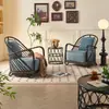 Foshan Móveis Cadeira de Sofá Individual Estilo Wabi-Sabi Artesanato de Rattan Indonésio Cadeira de Rattan Mesa Lateral Combinação Conjunto de Três Peças para B&B Varanda