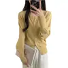 Cárdigan redondo suave estilo coreano OEM, tejido de punto suave para primavera y otoño, agradable a la piel, chaqueta exterior corta holgada