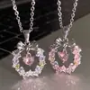 Colar com laço de guirlanda de coração corrente para clavícula feminina luxo leve nicho design de ponta sentido de design Natal ins amigas estudantes