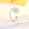 Anillo Abierto Pequeña Margarita con Goteo de Aceite Incrustado de Diamantes para Mujer, Estilo Dulce y Fresco, Regalo de Amistad, Joyería Versátil