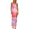 Vestido Nuevo de Primavera y Verano Transfronterizo Más Vendido Estilo Ins de Amazon Comercio Exterior Estampado Ajustado con Tirantes Finos Estilo Europeo y Americano