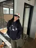 Sudadera Sencilla Estilo Coreano con Estampado de Letras Holgada Casual Versátil Top Azul Marino Estilo Perezoso Otoño e Invierno Sudadera con Capucha