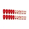Comércio Exterior Dia dos Namorados Unhas Vestíveis Formato Amêndoa Glitter Vermelho Coração Listras Irregulares Adesivos de Unha Postiça Removíveis
