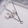 Collar de Corazón con Empalme de Perlas Reflectantes de Diseño Moderno Nicho de Lujo Accesible Estilo Ins Cadena de Clavícula con Forma de Corazón para Hombre