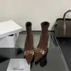 Nuevas Botas Elegantes de Punta Fina 2025 Moda Terciopelo Botón Tacón de Aguja Alto Botas de Invierno y Otoño para Viajes de Trabajo para Mujeres