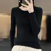 Nuevo Suéter de Punto de Otoño para Mujer Cuello Redondo Encaje Ajustado Adelgazante Agradable a la Piel Cálido Camisa Base de Punto para Mujer