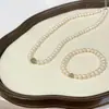 Collar de Plata de Ley S925 Perla de Agua Dulce Natural para Mujer Traje de Jade Hetian Natural Versátil de Gama Alta Regalo del Día de la Madre