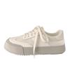 Zapatillas Respirables Dexun para Mujer Punta Redonda 2024 Primavera y Otoño Nuevo Estilo Coreano de Nicho Zapatos de Lona de Caña Baja Suela Gruesa Zapatos Blancos