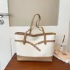 Bolso de Mano Minimalista de Cuero Bicolor para Mujer 2026, Bolso de Hombro de Gran Capacidad para el Trabajo, Bolso de Mano de Lujo Ligero con Decoración de Correa