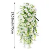 Colgante de pared con flores de campanilla artificiales transfronterizo, cesta colgante para jardín y patio, enredadera colgante, decoración de flores artificiales realistas para el hogar