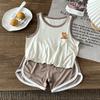 Verão Infantil Modal Fino Fofo Regata Roupa de Duas Peças Sem Mangas Roupa Infantil de Pequeno e Médio Porte Roupas de Verão para Casa