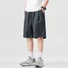 Pantalones Cortos Frescos de Tencel Lyocell para Hombre, Nuevo Estilo de Verano, Corte Holgado, Tallas Grandes, Color Sólido, Pantalones Cortos Casuales, Pantalones de Cinco Bolsillos