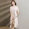 Vestido de verão para mãe novo vestido moda Nobre Dama novo cheongsam chinês aprimorado vestido para meia-idade e idosos vestido de estilo nacional