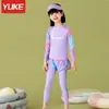 Traje de baño infantil mujer conservador protección solar conjunto de tres piezas verano nuevo bebé dividido secado rápido deportivo ins natación al por mayor