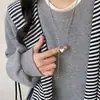Colar Pingente Coração Simples de Prata para Mulheres, Outono e Inverno Luz de Luxo Titânio de Alta Qualidade Aço Corrente Longa para Suéter Acessório