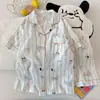 Atacado transfronteiriço de novos pijamas de algodão nuvem para mulheres, populares no verão, conjunto fofo de roupas caseiras com shorts de manga curta e desenhos animados