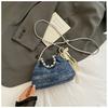 Bolsa Jeans de Design Exclusivo Moda para Mulheres 2025 Nova Popular Versátil Bolsa de Ombro com Corrente Transversal Bolsa Saco