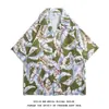 Camisa floral retro de estilo Hong Kong 12V, manga corta, estilo tailandés hawaiano, ideal para hombres y mujeres.