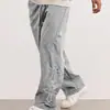 2026 Nuevo Modelo Pantalones Deportivos Casuales para Hombre de Corte Recto con Cintura de Cordón Estampado Cruzado para Exportación
