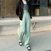 Calça Jeans Larga de Cintura Alta Cor Vibrante Estilo Outono Inverno Caimento Casual Solta para Mulheres e Crianças