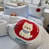 Conjunto fofo de desenho animado de algodão espessado escovado de quatro peças, capa de edredom de algodão puro bordada quente de inverno, lençol, roupa de cama