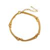 Pulsera de Acero Inoxidable Multicapa con Cuentas Redondas Simples Estilo Mori Coreano para Mujer con Personalidad Pulsera Chapada en Oro de 18k Pulsera