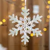 Flocos de Neve de Natal Flocos de Neve de Árvore de Natal Flocos de Neve Acrílicos Transparentes Flocos de Neve Dourados Pingentes de Decoração de Janela