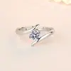 Procesamiento de anillo de rueda de la fortuna con baño de plata de cobre personalizado para mujer, diseño simple de nicho, 50 puntos, Anillo de propuesta de diamante
