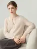 Estilo Minimalista de Lujo Ligero Otoño/Invierno Nueva Moda Cachemir Cuello V Amplio Botones Tejido Suéter Base Delgado para Mujer