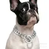 Corrente de cachorro de aço inoxidável dourada de 15mm, corrente em P, coleira de cachorro, metal de aço titânio, colar de animal de estimação hip hop, venda quente transfronteiriça