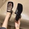 Medias Pantuflas Abiertas para Mujer, Nuevas Sandalias de Malla Hueca de Nicho Verano 2026, Zapatos de Red Transpirables con Tacón Grueso