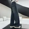Jeans de otoño e invierno para niñas 2026 nuevos casuales estilo coreano para niñas mayores con forro polar y pantalones rectos engrosados con letras