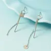 Pendientes Verticales Largos Redondos con Rayas Verticales Estilo Coreano Elegantes para Mujer 2021 Nuevos de Moda Simples Únicos Asimétricos Adelgazantes