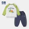 Conjunto Esportivo Masculino Outono Camiseta de Manga Longa e Calça de Moletom Conjunto de Duas Peças Roupas Infantis Roupa para Bebê Calça Longa Camada de Base