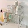 Estante de Almacenamiento Acrílico de Doble Capa Estante de Almacenamiento para Escritorio de Oficina para Condimentos, Cosméticos y Artículos Varios, Estante de Almacenamiento sin Perforaciones