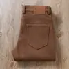 Calça comprida cáqui nova 2024 outono e inverno grossa de alta qualidade cinco bolsos masculina reta pequena Jeans casual