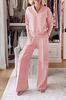 Conjunto de pantalones casuales de moda para mujer de otoño/invierno 2025 estilo nuevo europeo y americano con cuello, manga larga, holgado y de color sólido de Amazon Cross-Border
