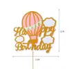 Globo Aerostático Horneado Pastel Piloto de Combate Decoración Niños Niñas Tarjeta de Pastel Decoración Tema Cumpleaños