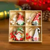 12 Caixas de Madeira de Novas Decorações de Natal de Madeira Coloridas Casal Idoso Pequenos Pingentes Pingentes de Árvore de Natal